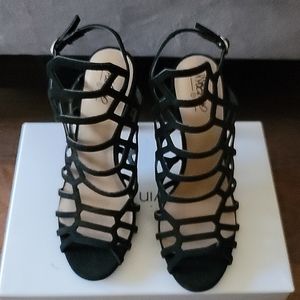 New Massimo Black Strappy 4 1/4" High Heels 6 1/2 size